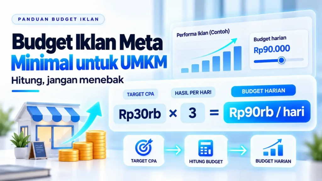Ilustrasi rumus menghitung budget iklan Meta minimal untuk UMKM.