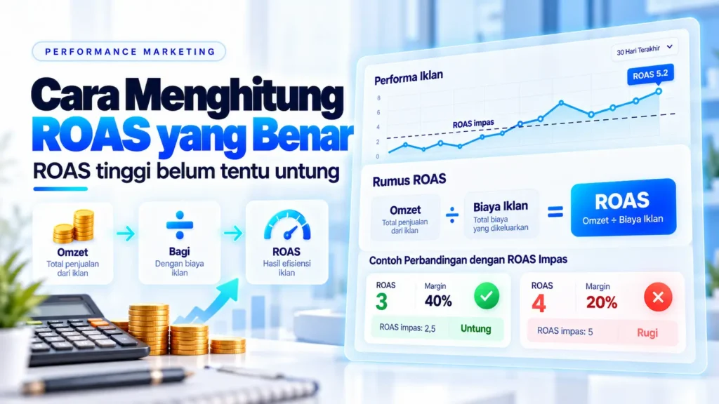 Ilustrasi cara menghitung ROAS dan ROAS impas.