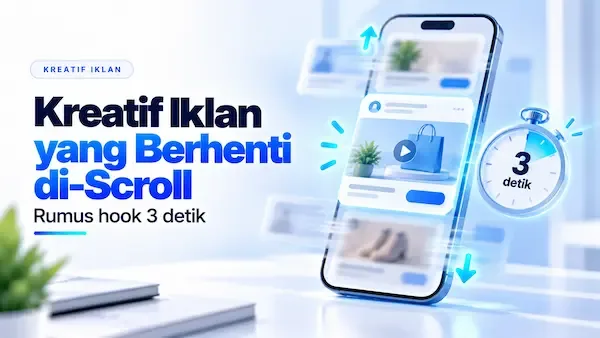 Ilustrasi kreatif iklan Facebook dengan hook 3 detik