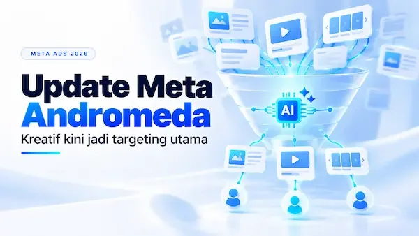 Ilustrasi sistem Meta Andromeda memilih iklan berdasarkan kreatif