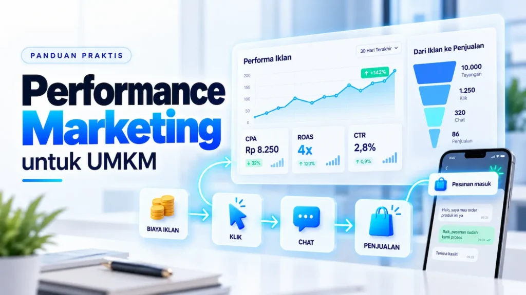 Ilustrasi dashboard performance marketing untuk UMKM